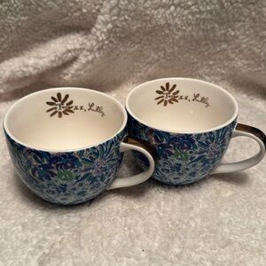 Lilly Pulitzer floral hidden lion with gold accents mug set